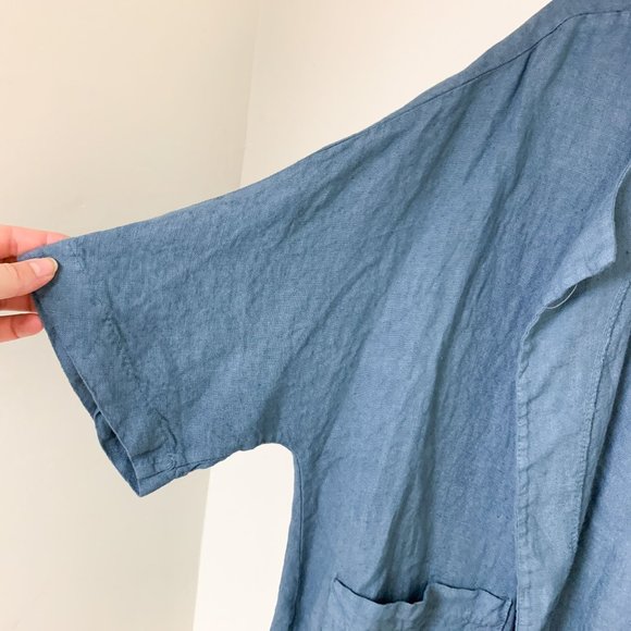 Puro Lino Italy blue open linen duster cardigan - Picture 5 of 8
